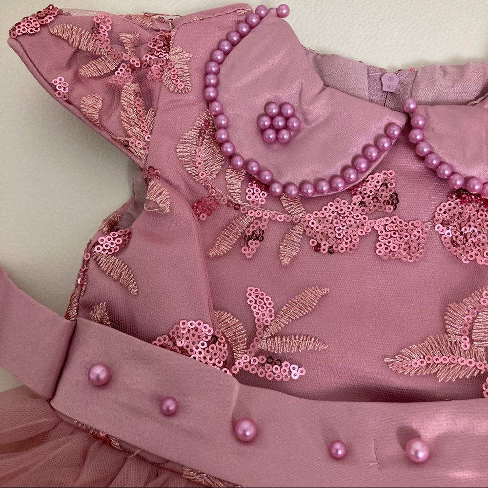 Luxury dress first birthday wedding pearl bow - Picture 5 of 7